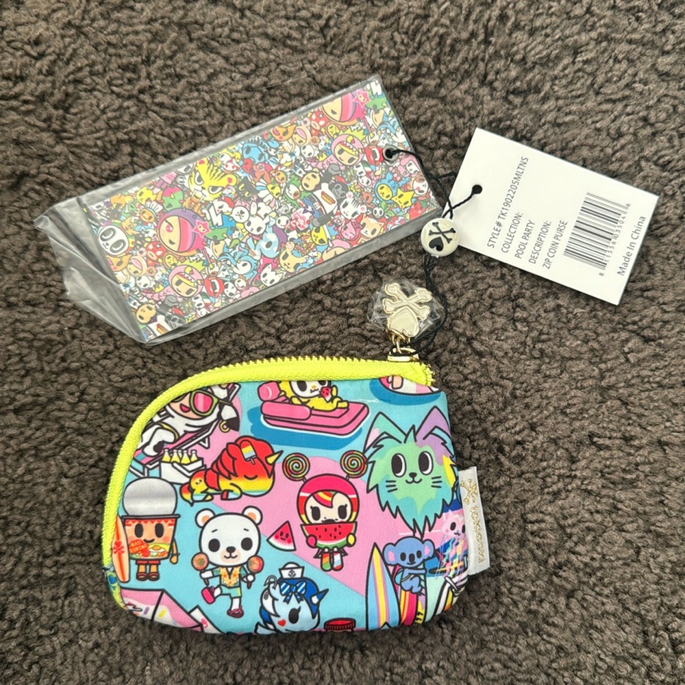 Tokidoki pool party zip coin purse
